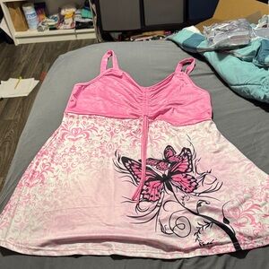Pink Butterfly Print Women's tank top